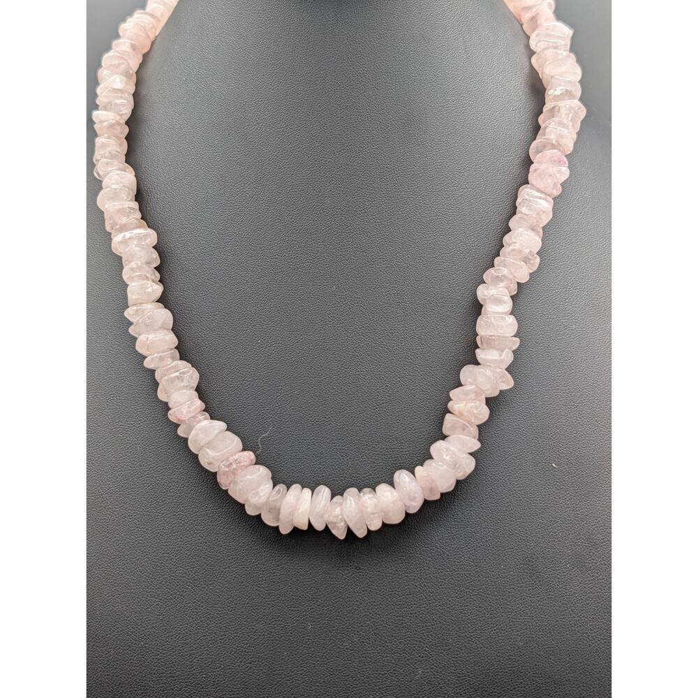 Joseph Mazer Gold Tone Rose Quartz Chunky Nugget Large Statement Necklace 21"